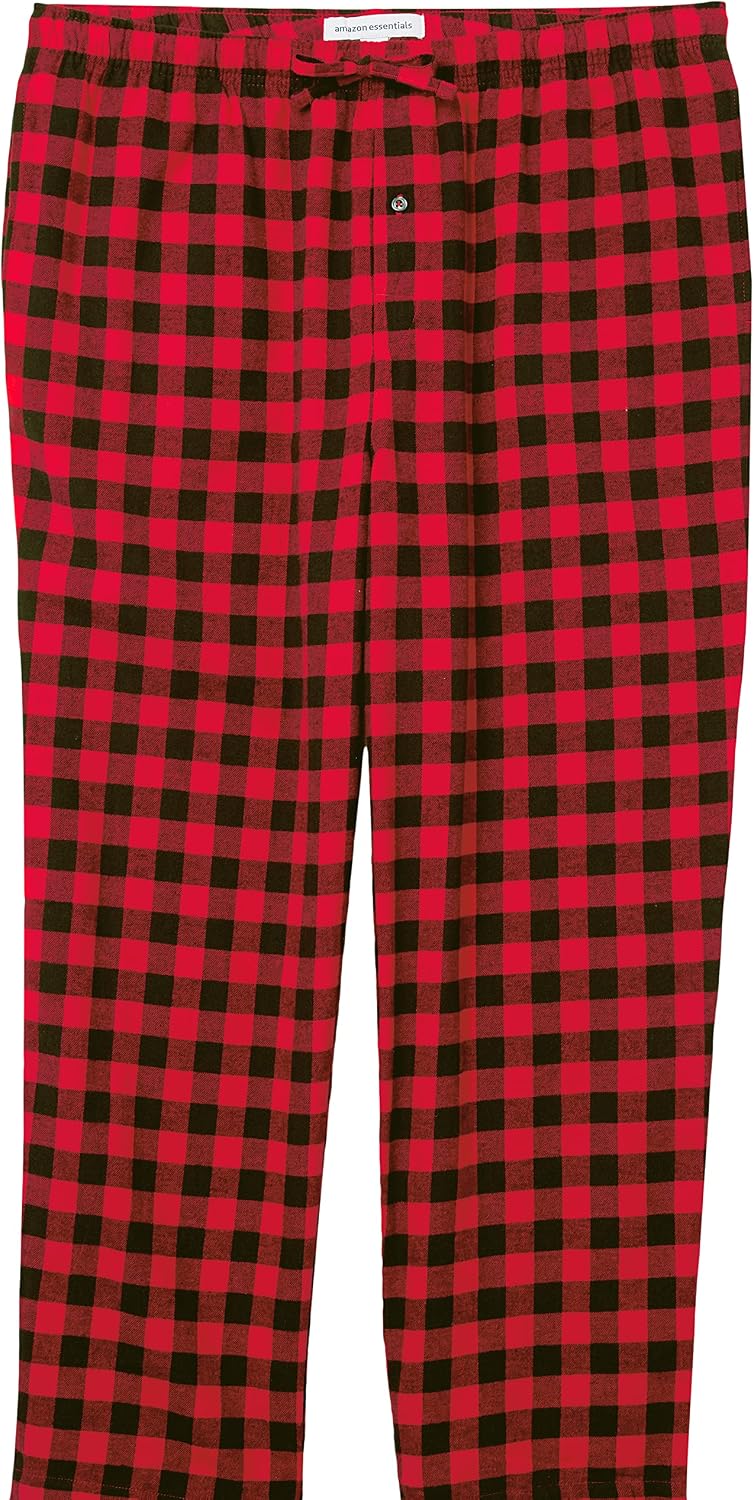Amazon Essentials Men's 100% Cotton Flannel Pant and Long-Sleeve T-Shirt Pajama Set