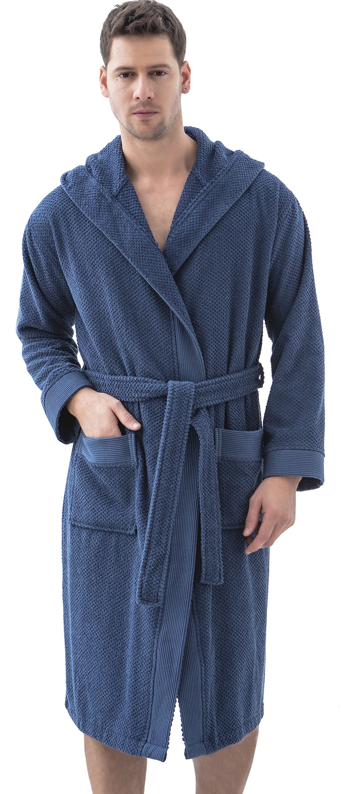 SEYANTE Luxury Bathrobe Men - GOTS Certified Organic Turkish Cotton Terry Cloth Hooded Robe