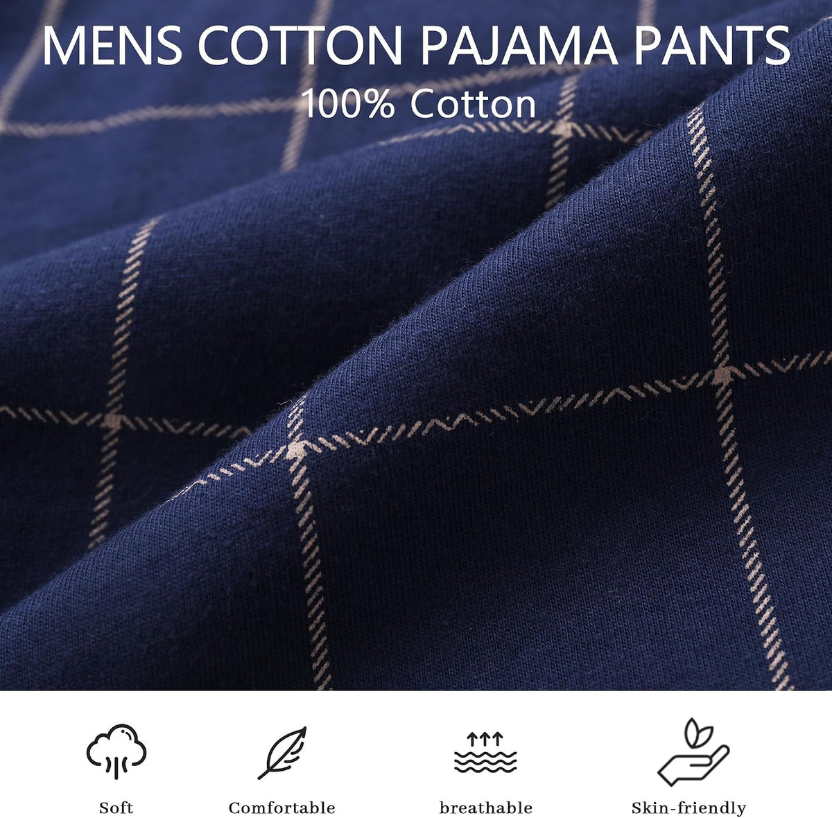 Vulcanodon Mens Cotton Pajama Pants, Lightweight Sleep Pants for Men