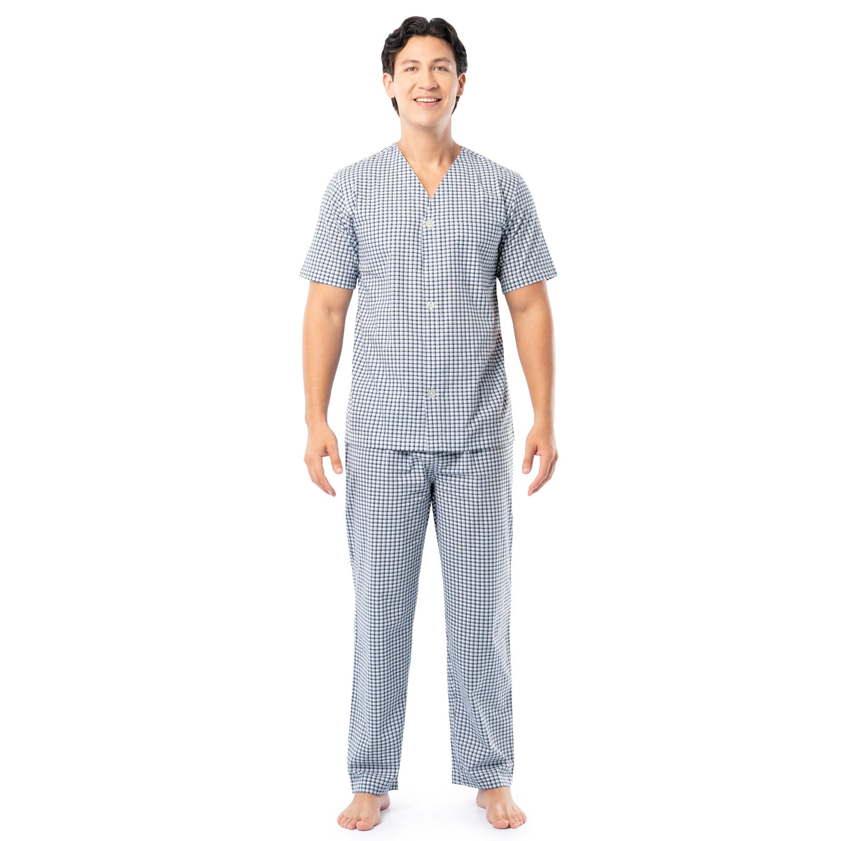 Fruit of the Loom Men's Broadcloth Short Sleeve Top and Long Pants Pajama Set