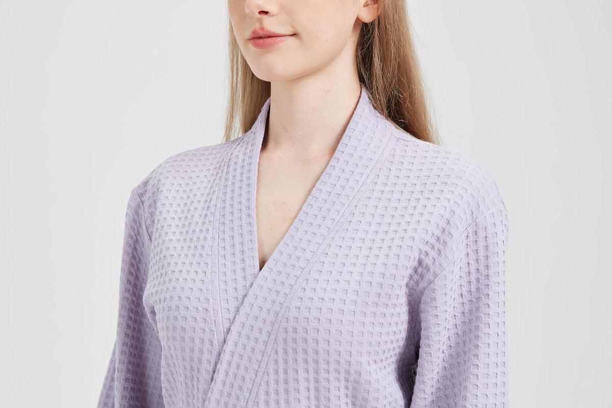 Waffle Robe for Women, Soft Cotton Spa Robes for Summer, Lightweight Knit Waffle Bathrobe, Kimono Bathrobes