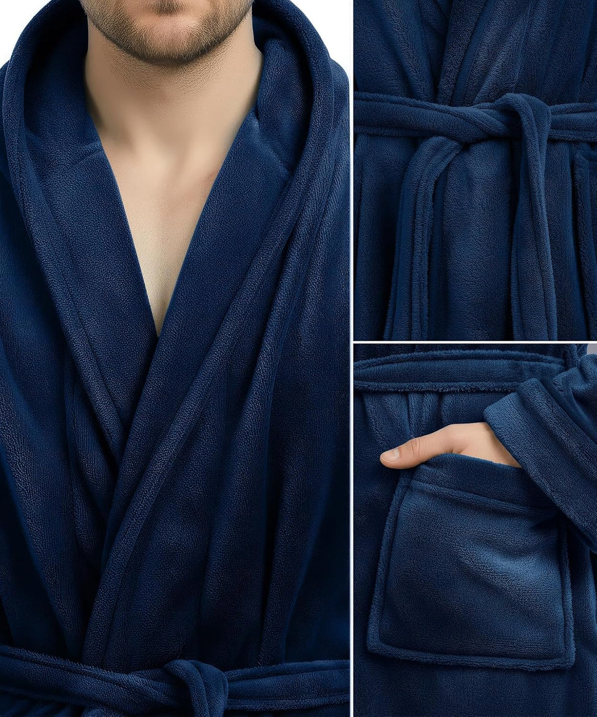 Luxury Ultra Soft Mens Robe with Hood Plush Fleece Long Bathrobe