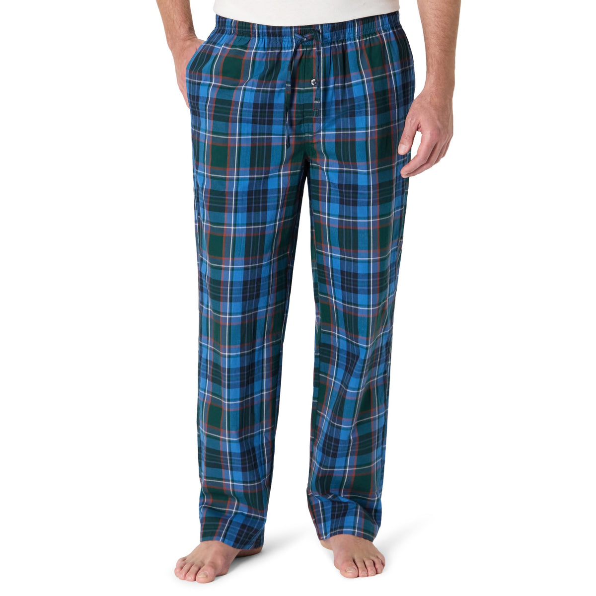 Amazon Essentials Men's Cotton Poplin Straight-Fit Pajama Pants with Pockets, Elastic Waist, Drawstring