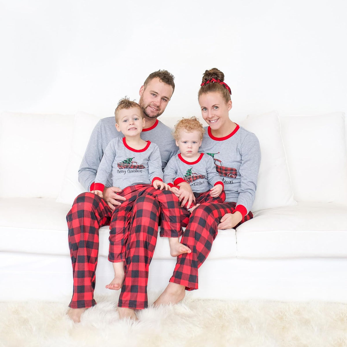 IFFEI Family Christmas Pajamas Matching Sets with Festive Tops and Pockets