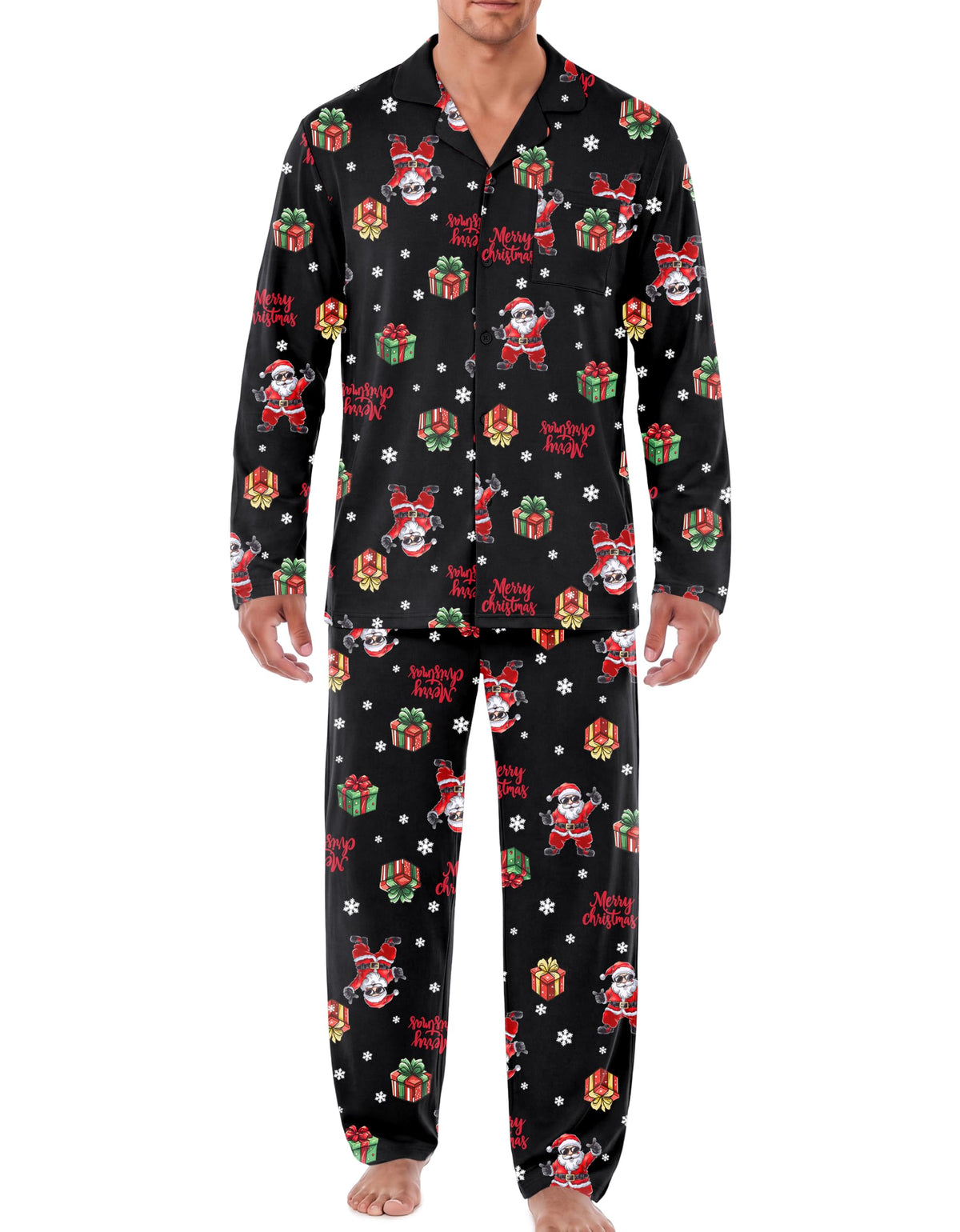 Ekouaer Mens Pajamas Set Long Sleeve Button Down Pjs Long Pants with Pocket