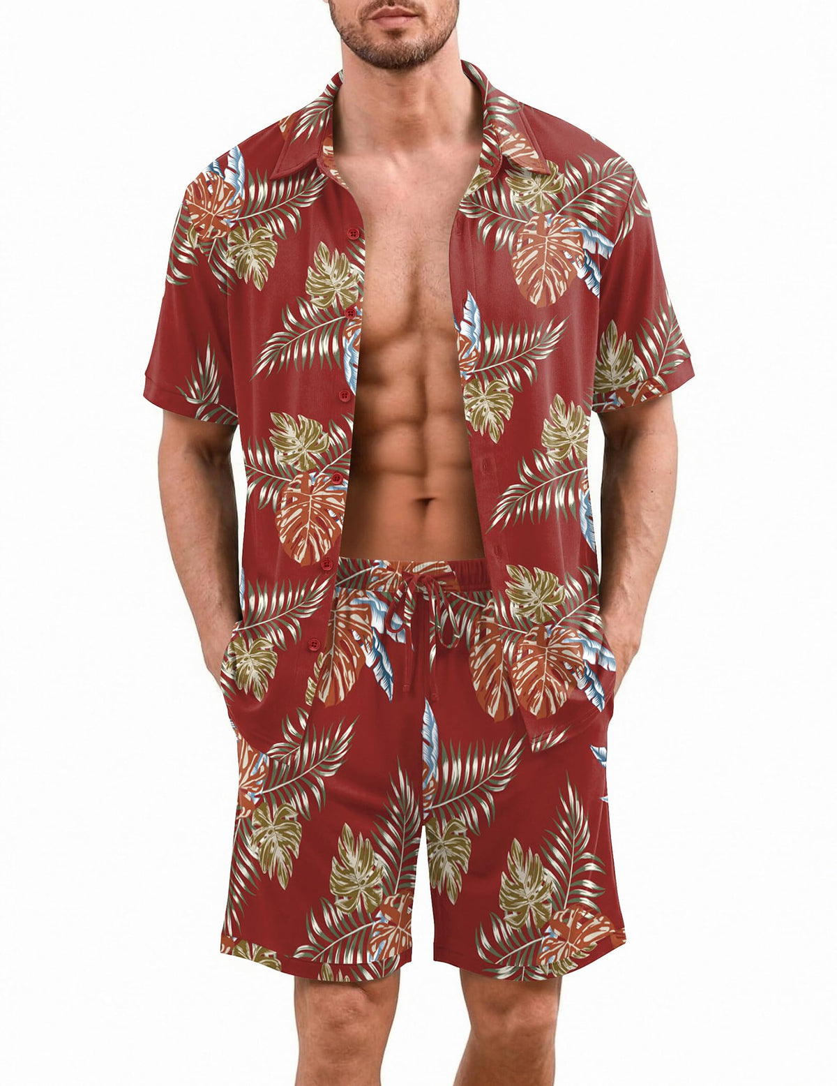 Ekouaer Men's Pajama Sets Button Down Summer Pjs Hawaiian Lounge Set XS-XXL