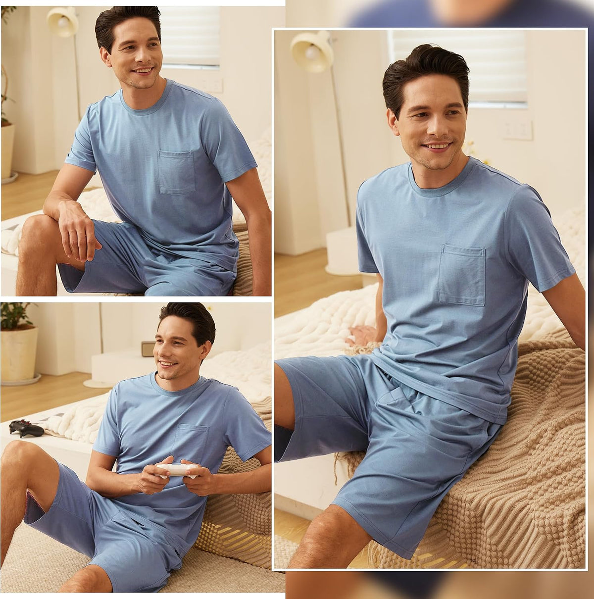 BAMBOO COOL Mens Pajama Set Lightweight Sleepwear Pjs