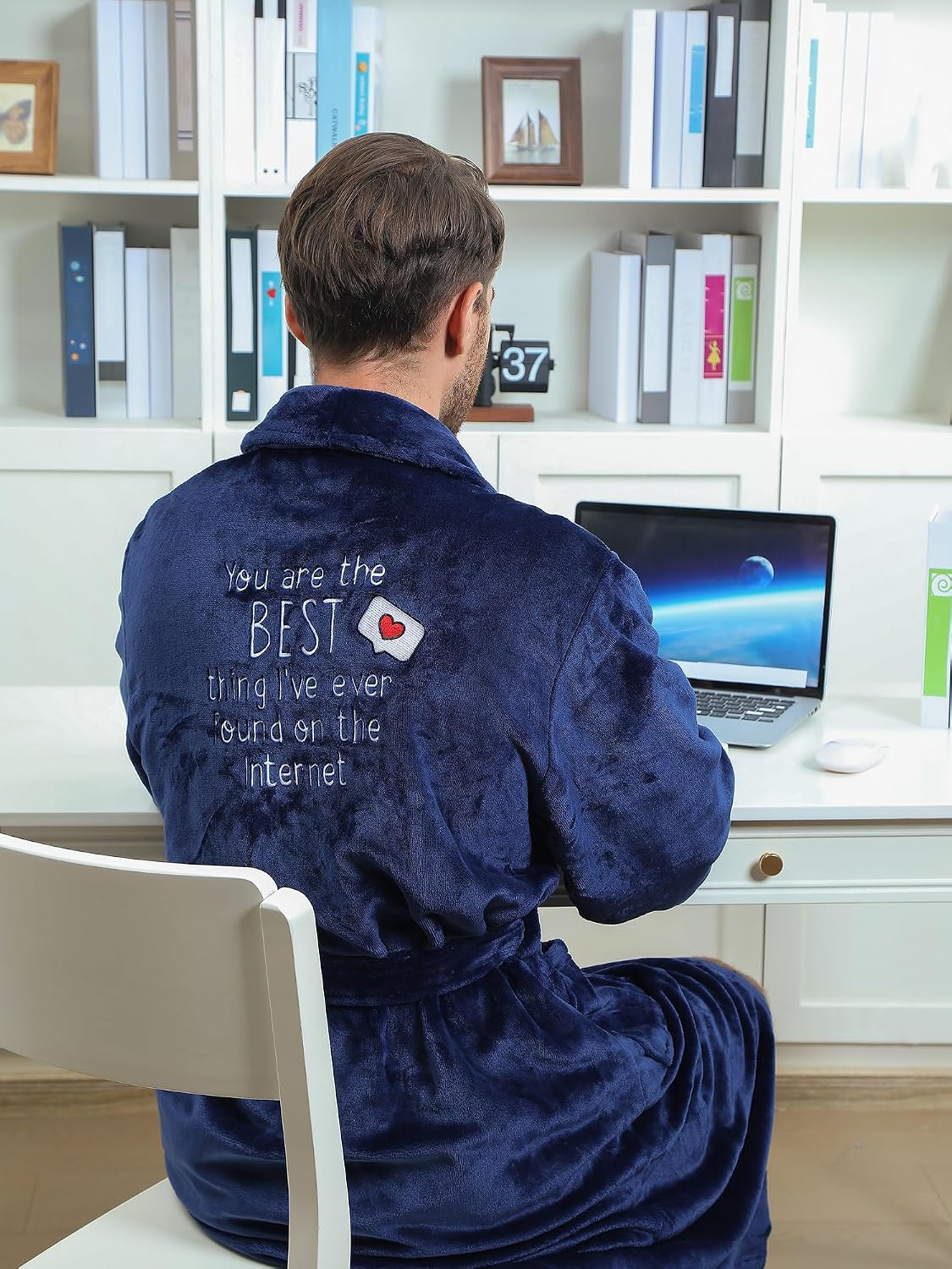 Jecery Mens Robe, Soft Plush Flannel Bathrobe with Pockets