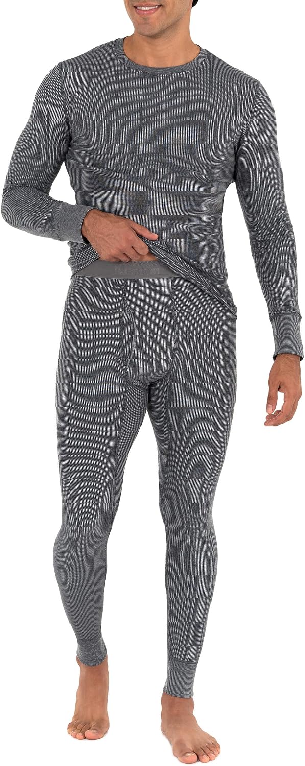 Fruit of the Loom Men's Recycled Waffle Thermal Underwear Set (Top and Bottom)
