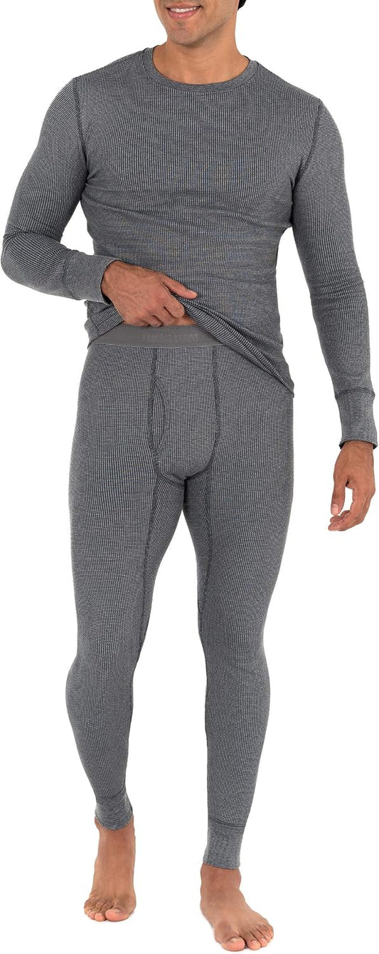 Fruit of the Loom Men's Recycled Waffle Thermal Underwear Set (Top and Bottom)
