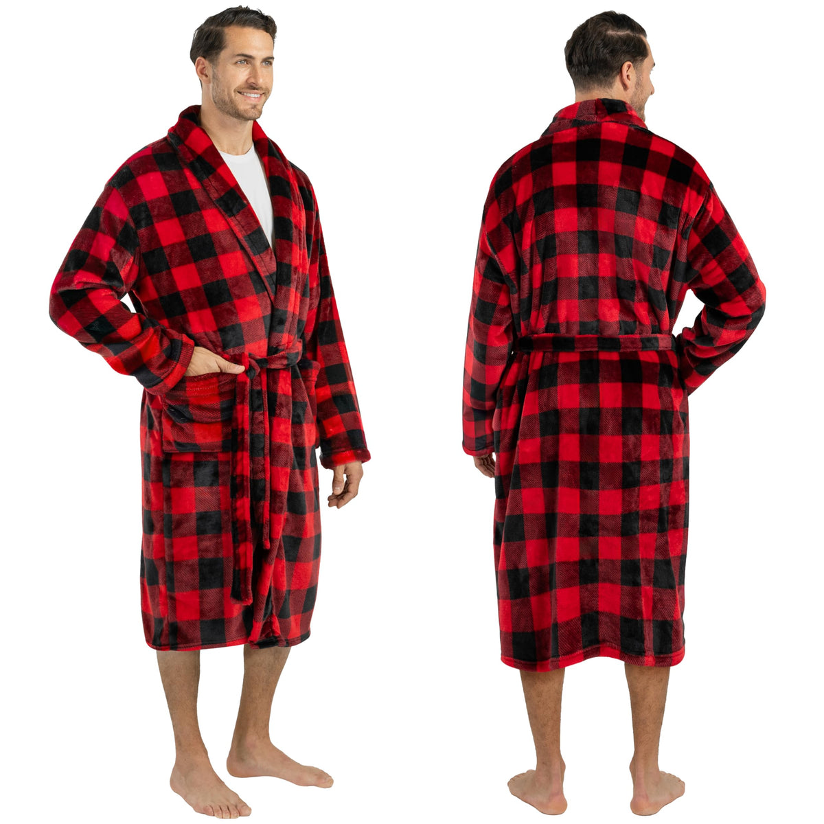 PAVILIA Mens Soft Fleece Bathrobe Lightweight Long Robe for Men Shower Bath