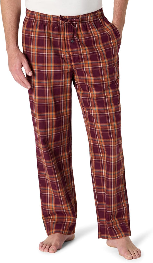 Amazon Essentials Men's Cotton Poplin Straight-Fit Pajama Pants with Pockets, Elastic Waist, Drawstring