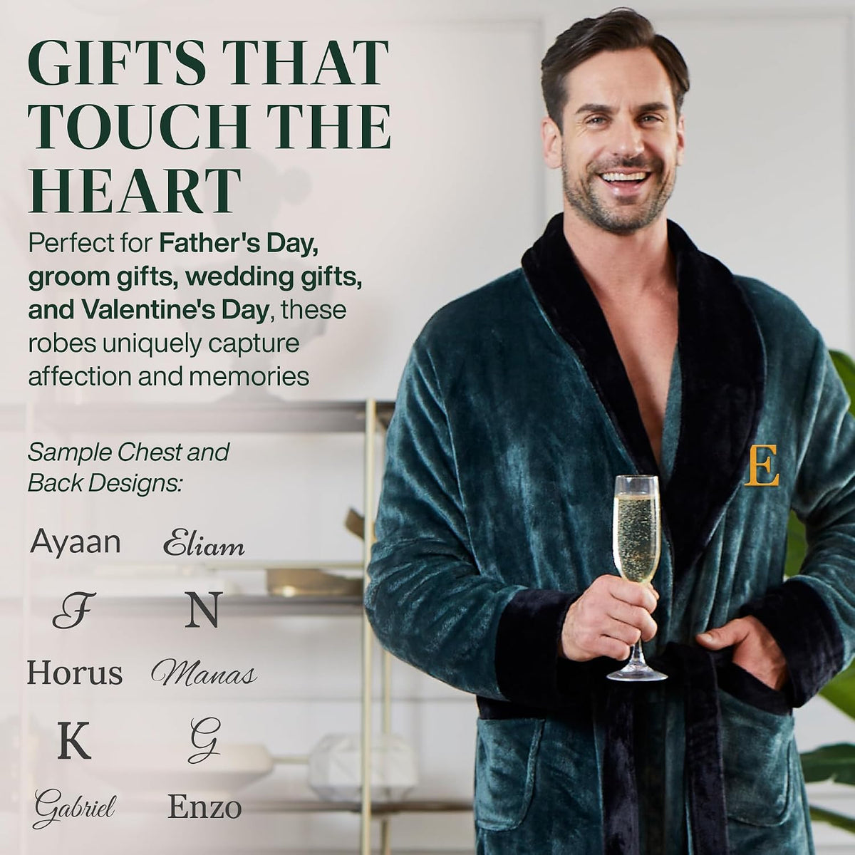 Lotus Linen Personalized Men's Plush Robe - Luxury Hooded Fleece Bathrobe with Custom Embroidery