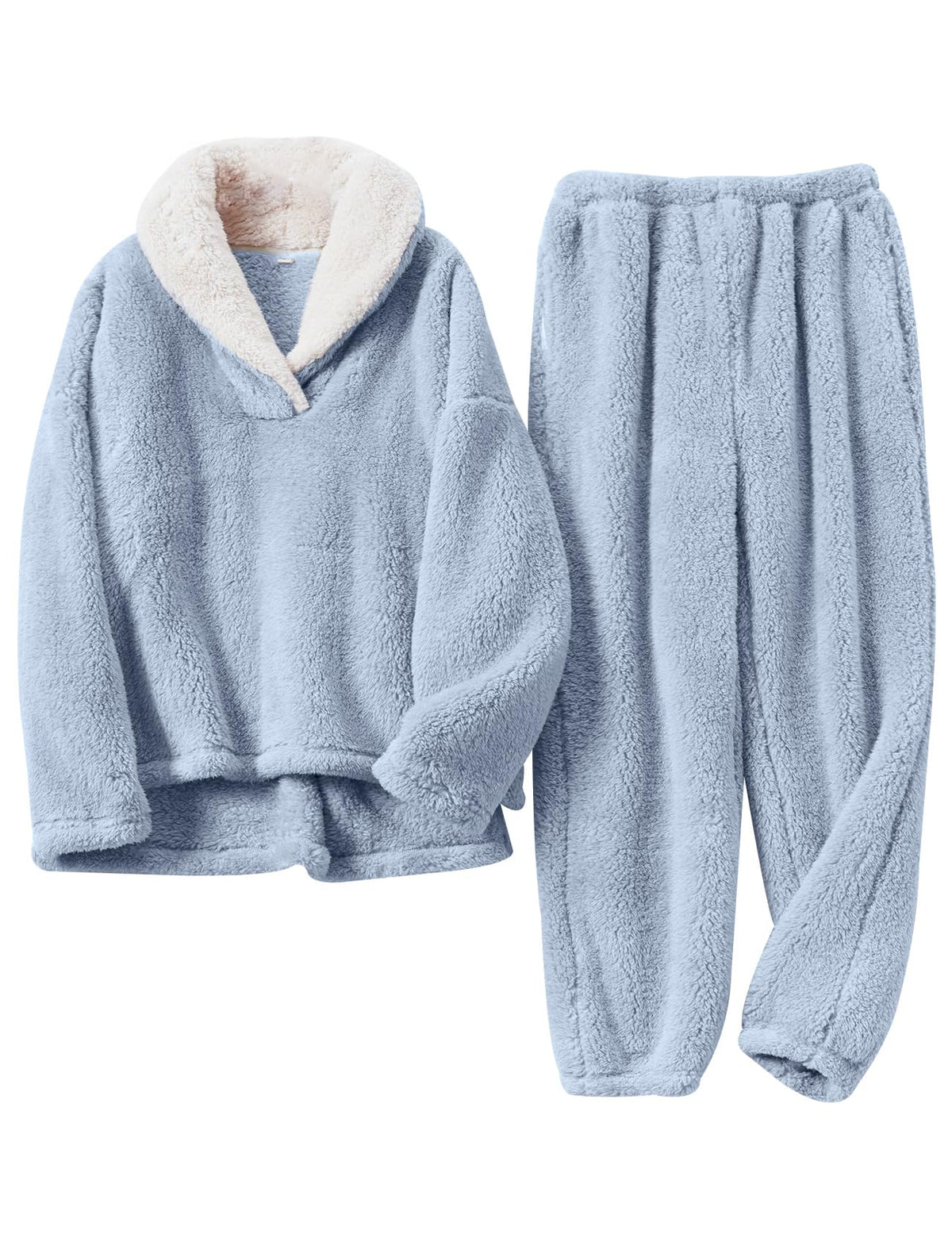 Arssm Mens Fluffy Pajamas Set 2 Piece Winter Fleece Pjs
