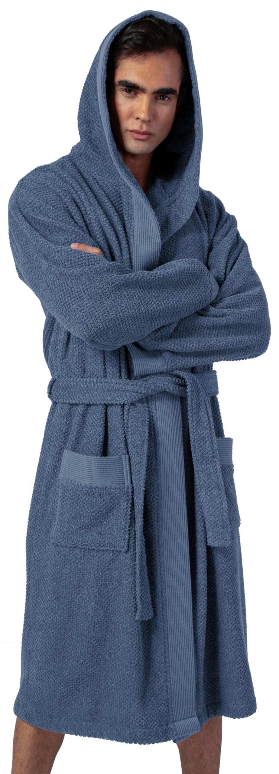 SEYANTE Luxury Bathrobe Men - GOTS Certified Organic Turkish Cotton Terry Cloth Hooded Robe