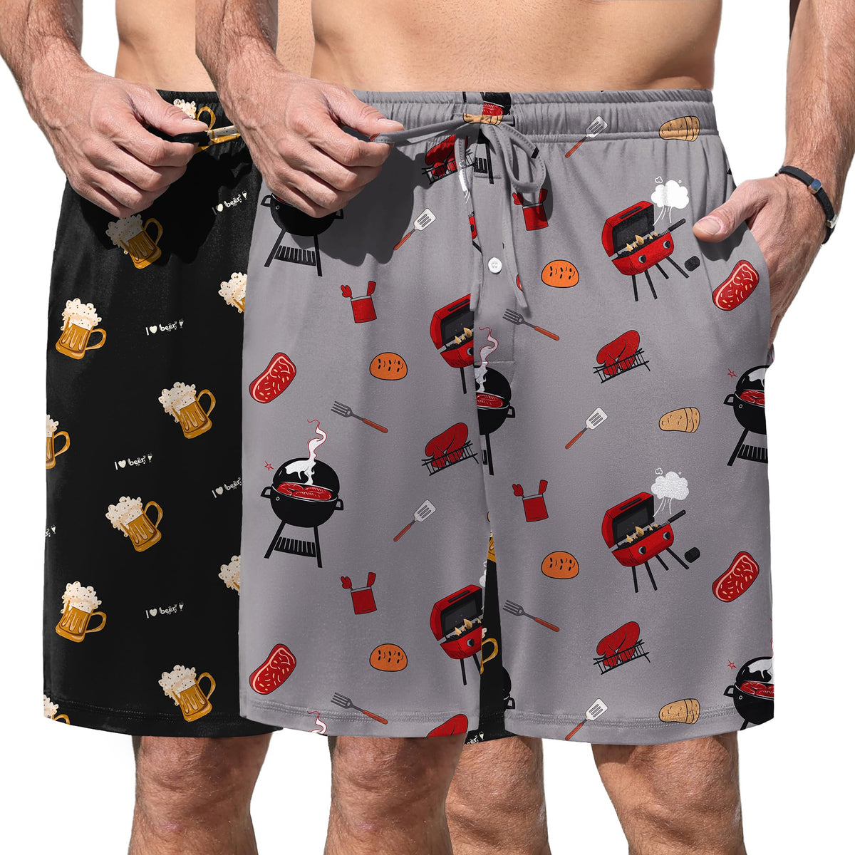 Ekouaer Men's Pajama Shorts Soft Sleepwear Bottoms Pj Shorts with Pocket