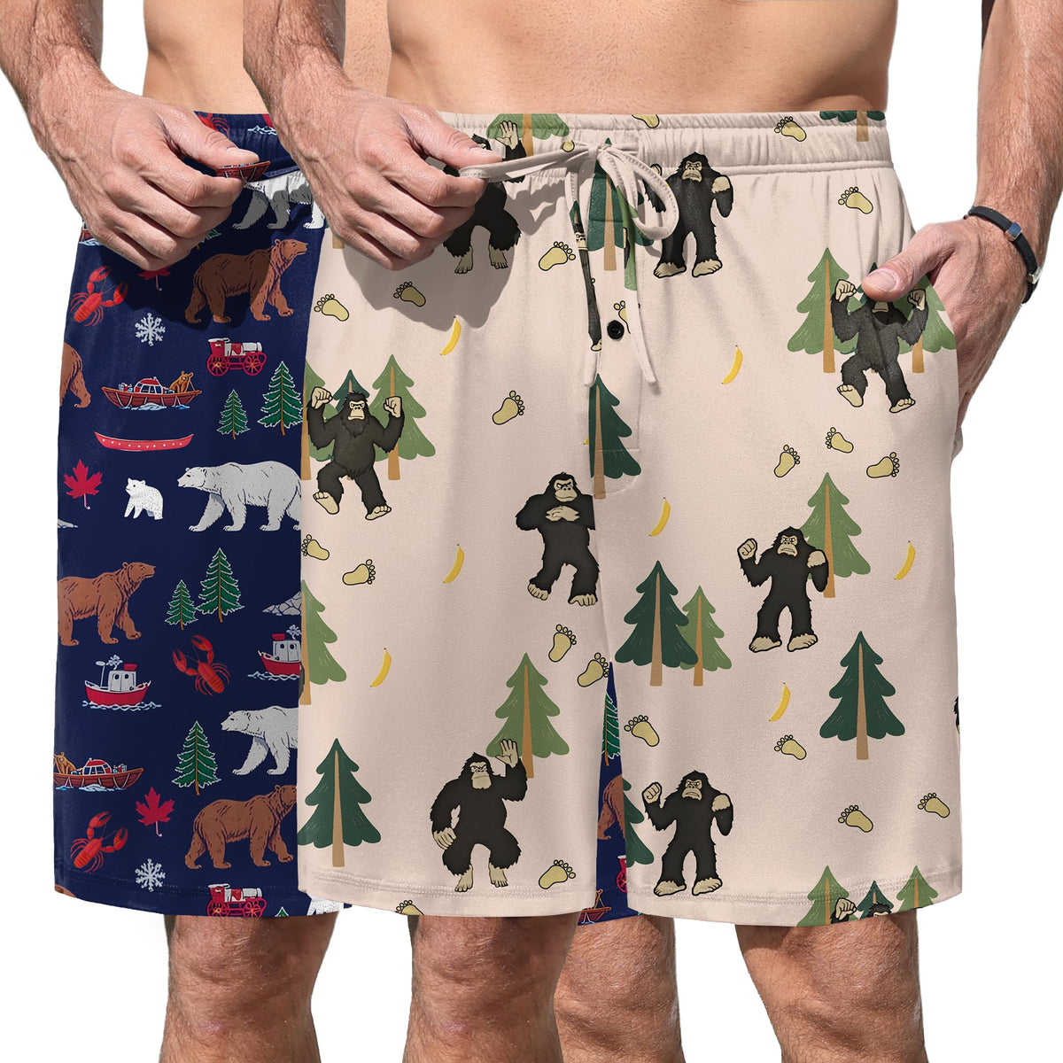 Ekouaer Men's Pajama Shorts Soft Sleepwear Bottoms Pj Shorts with Pocket
