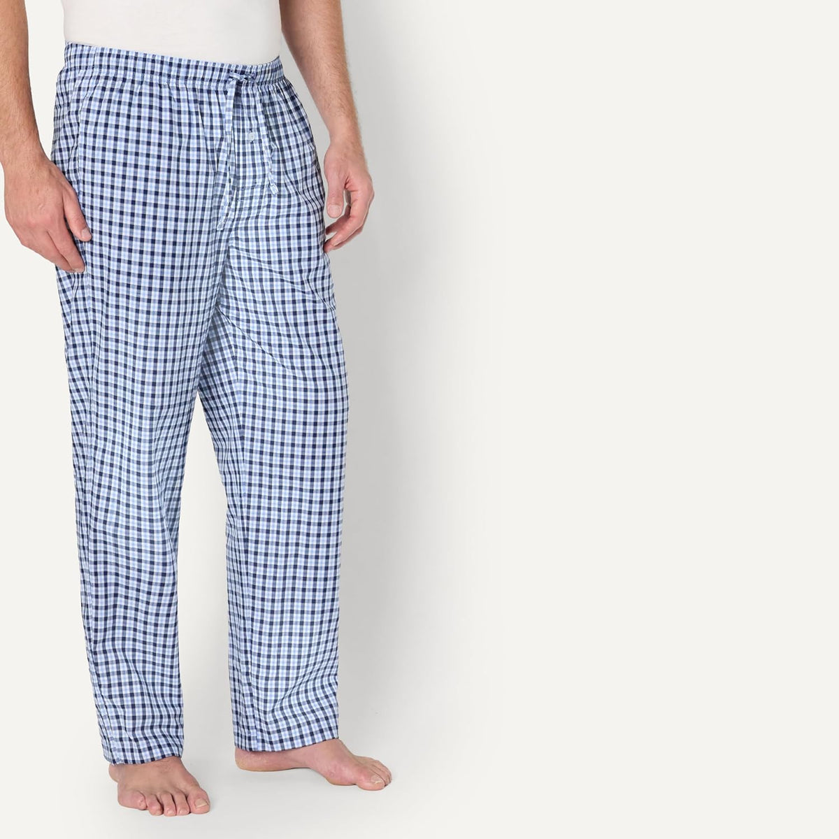 Amazon Essentials Men's Cotton Poplin Straight-Fit Pajama Pants with Pockets, Elastic Waist, Drawstring