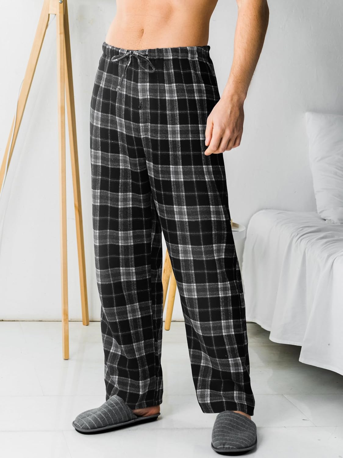 Men's Pajama Pants 3/4 Pack Flannel Plaid Cotton Sleep & Lounge PJ Bottoms