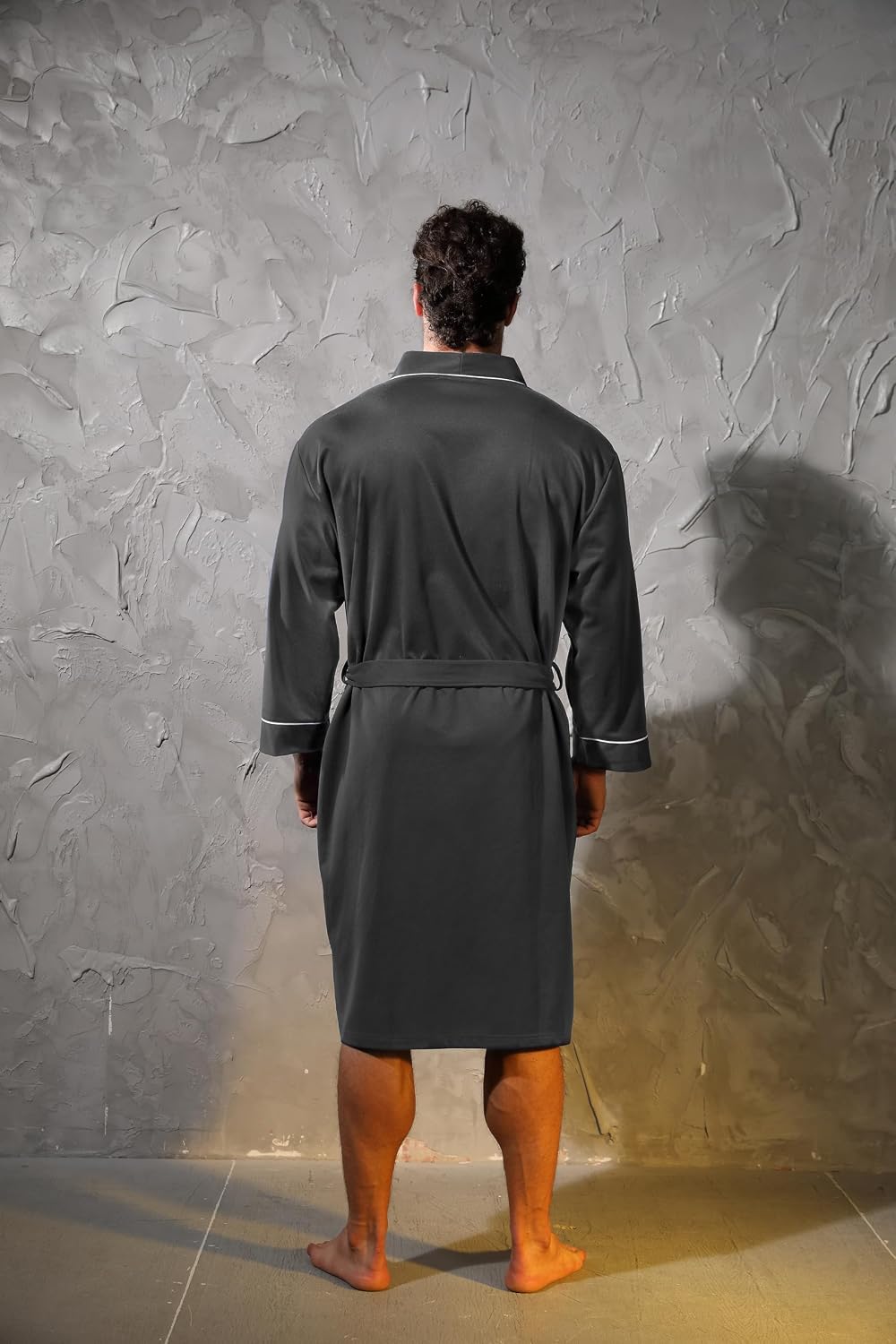 Mens Kimono Robe Lightweight Soft Bathrobe Sleepwear Loungewear with Pockets