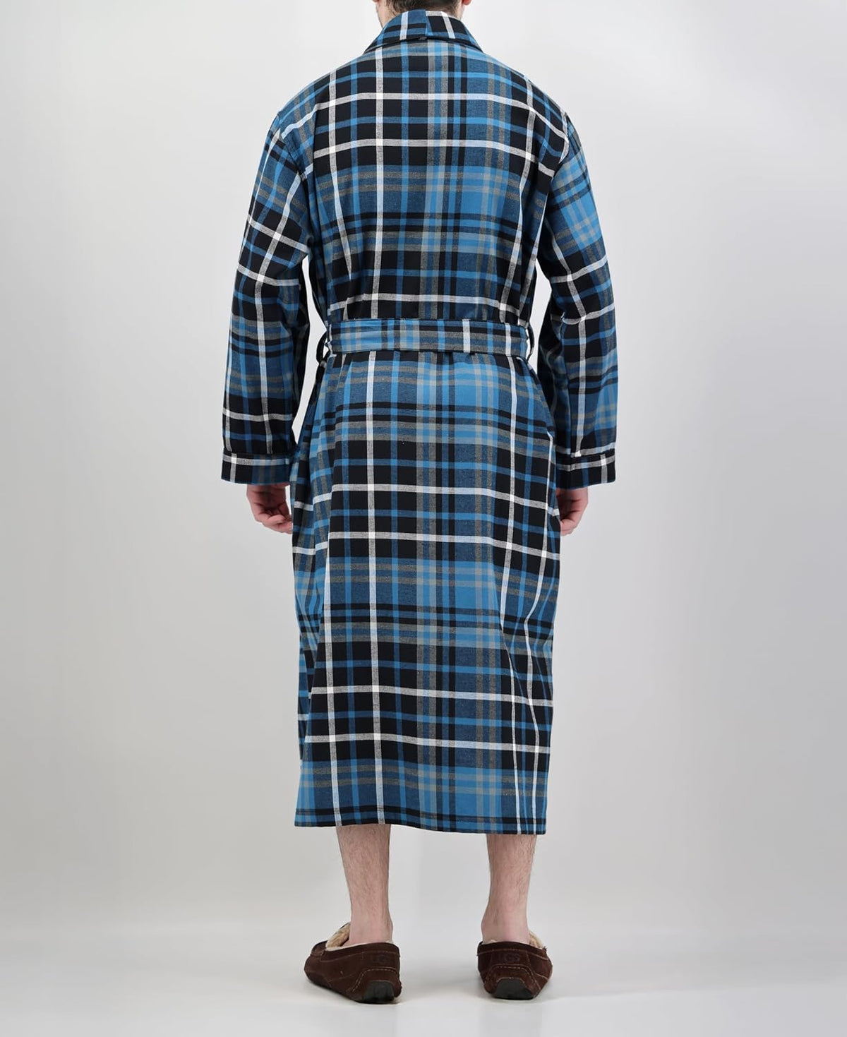 Andrew Scott Mens 2 Pack Long Sleep -Sauna Robe / 100% Cotton Flannel Brush Warm Bathrobe