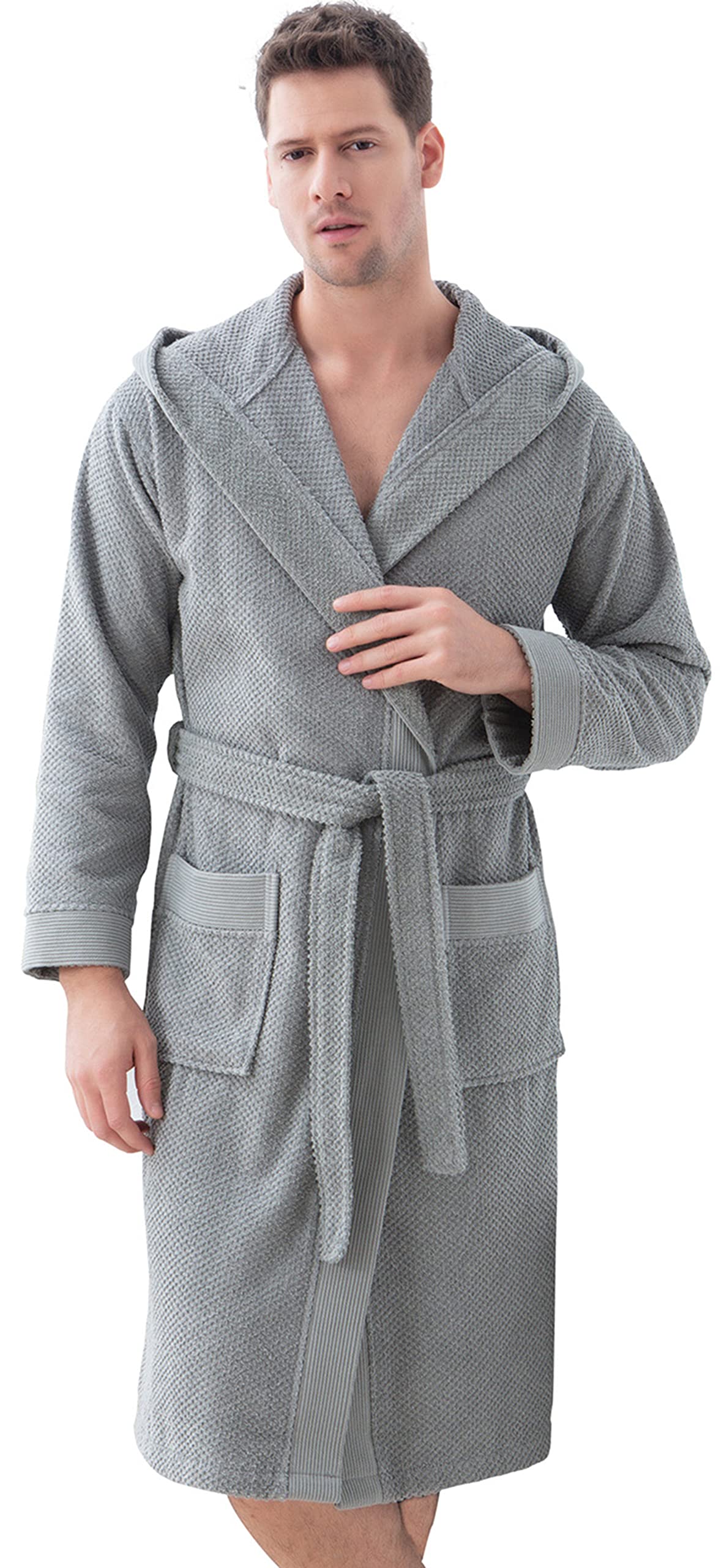 SEYANTE Luxury Bathrobe Men - GOTS Certified Organic Turkish Cotton Terry Cloth Hooded Robe