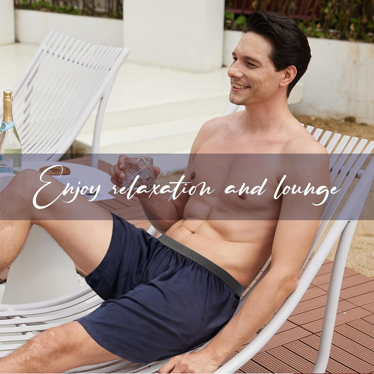 BAMBOO COOL Men's Pajama Shorts Lounge Sleep Shorts with Pockets 2 Pack