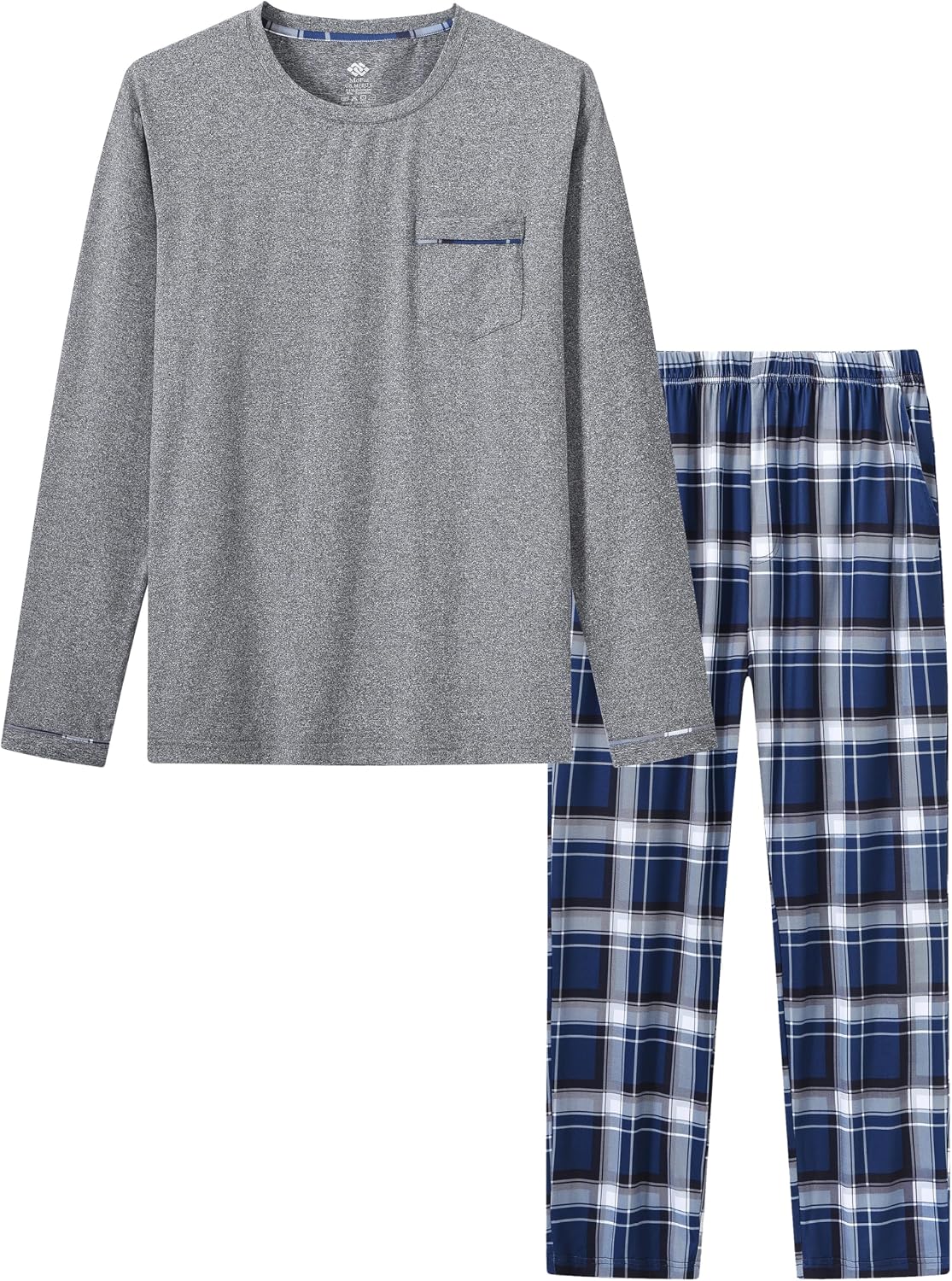 MoFiz Mens Pajamas Sets Long Sleeve Soft Plaid Christmas Pjs with Pockets