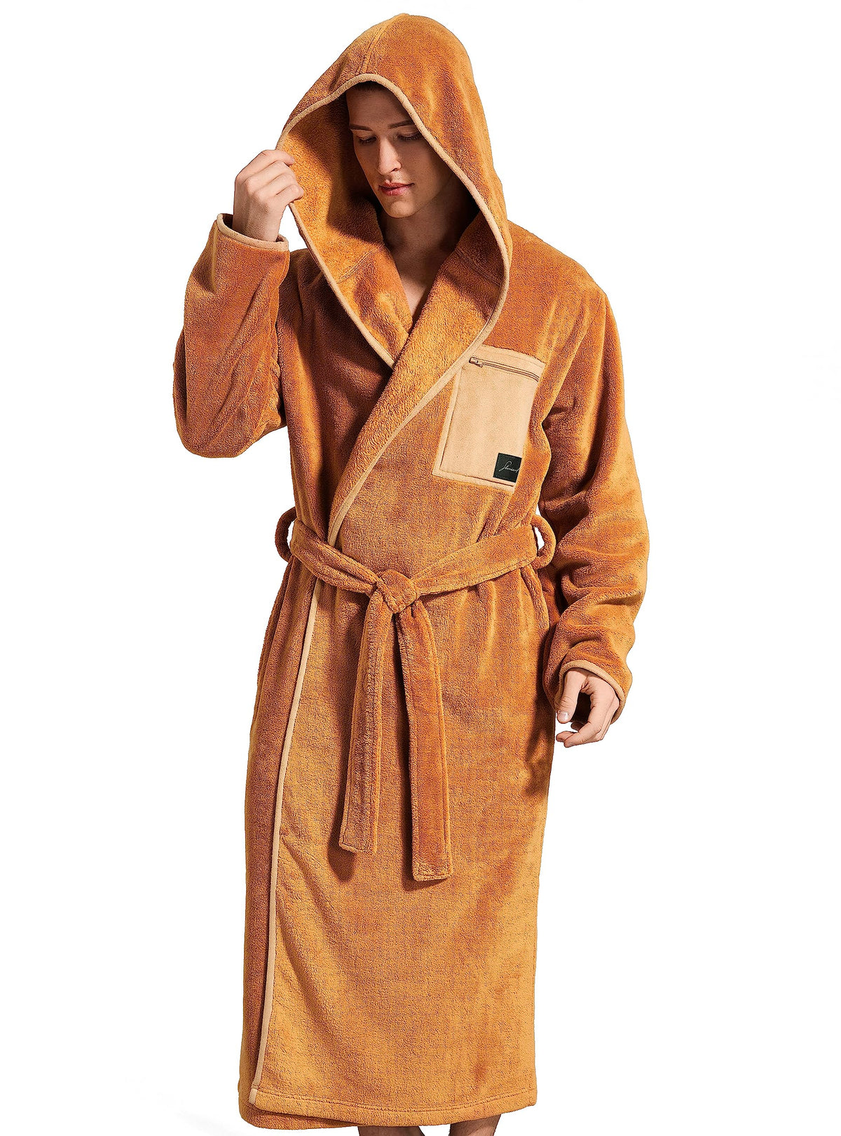 SlumberMee Mens Hooded Robe Heavyweight Plush Fleece Full Length Bathrobe