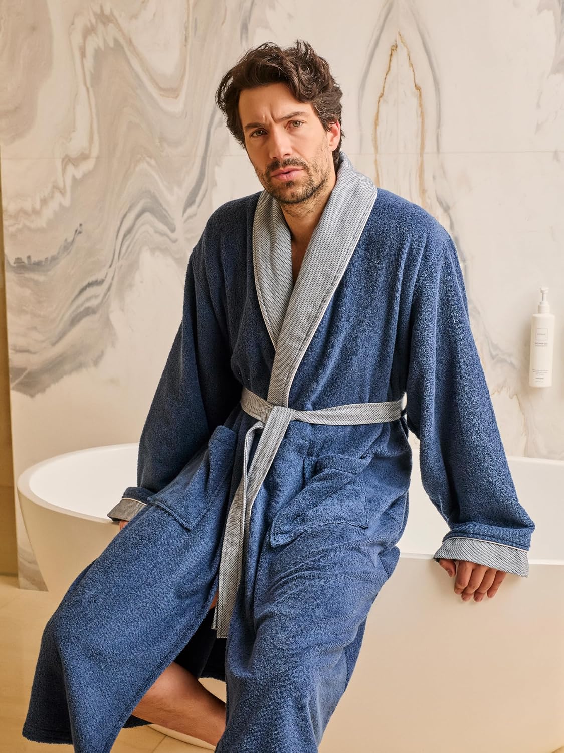 Luxurious Men's Robe, 100% Turkish Cotton, Bathrobe Men, Long Spa Robe