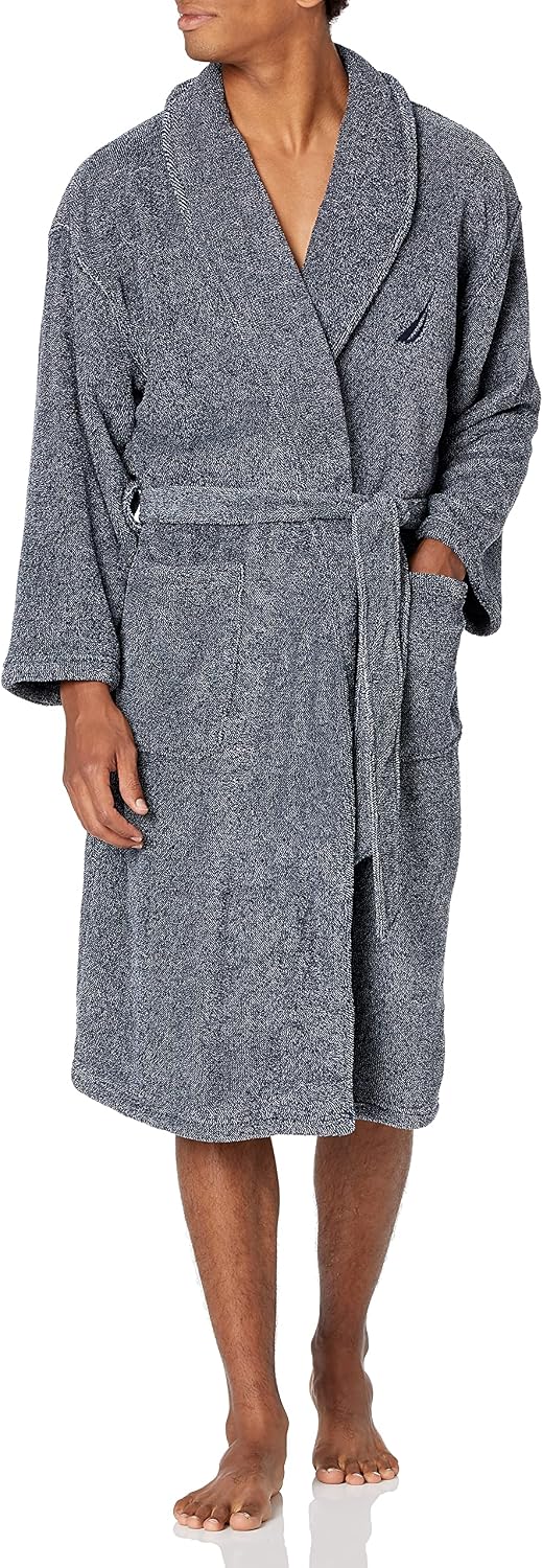 Nautica Men's Long Sleeve Cozy Soft Plush Shawl Collar Robe