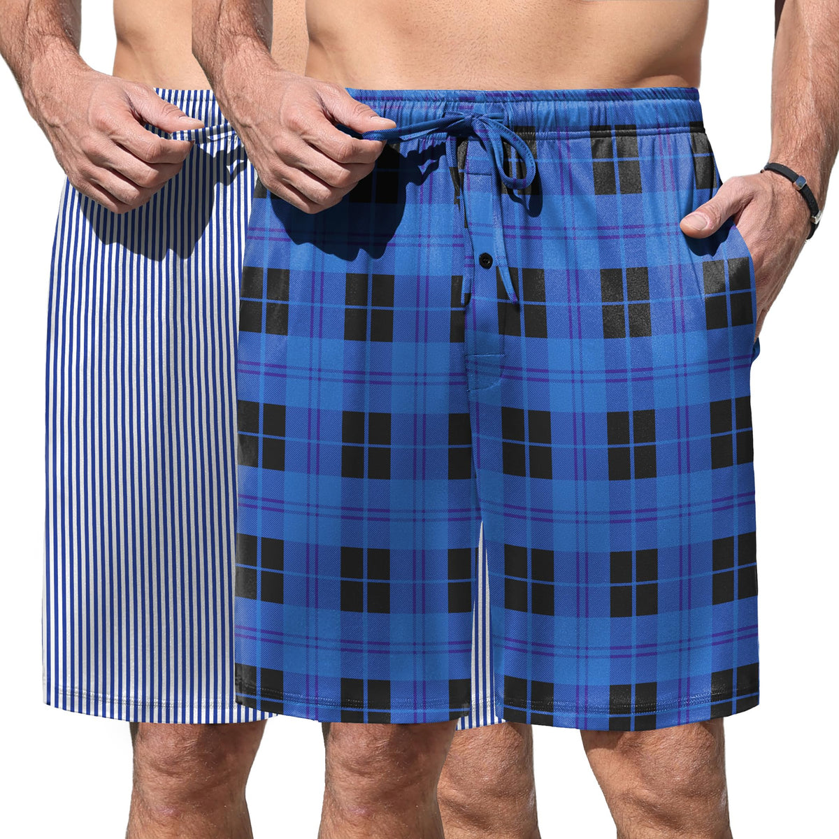 Ekouaer Men's Pajama Shorts Soft Sleepwear Bottoms Pj Shorts with Pocket