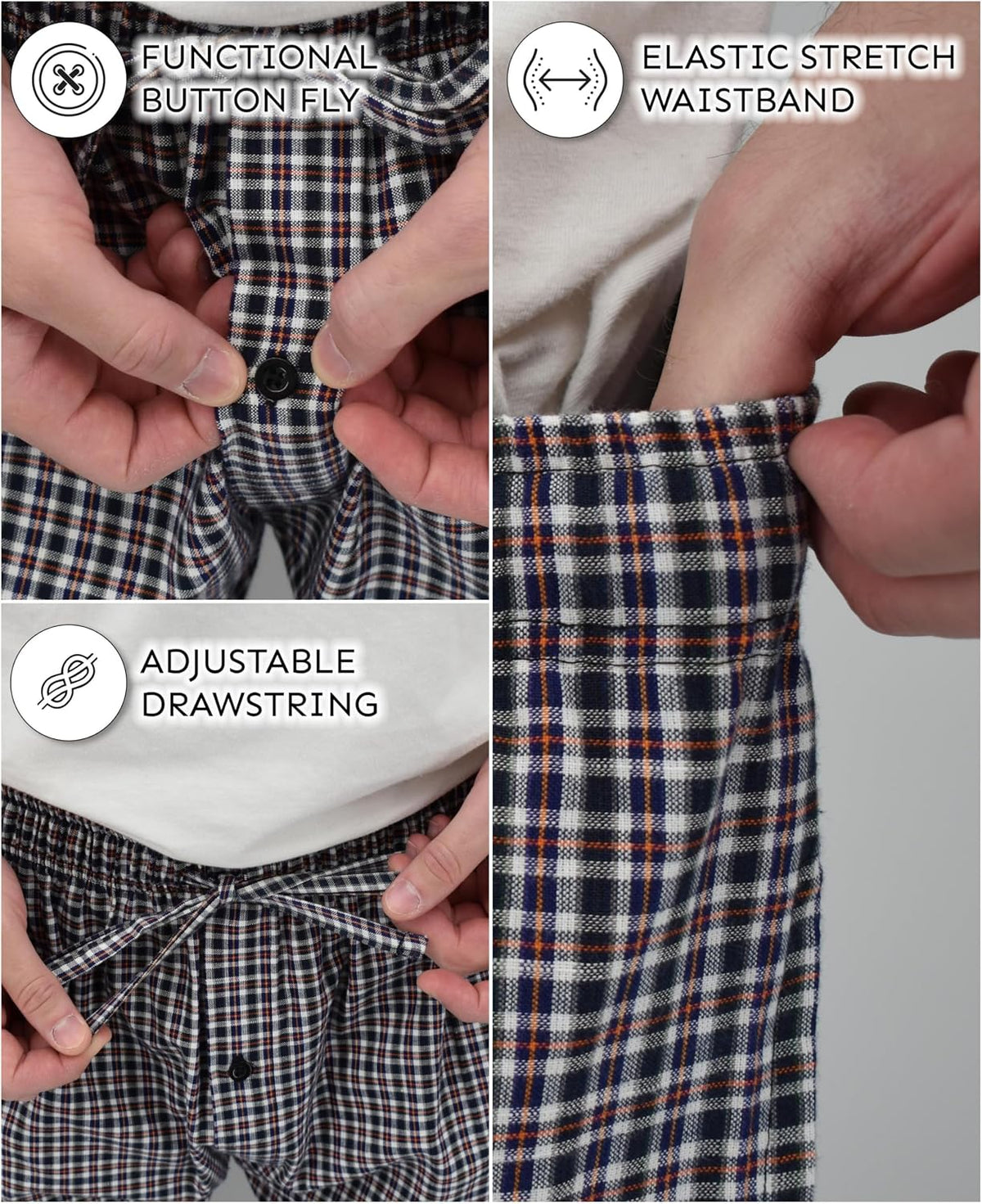 Andrew Scott Men's Drawstring Lounge Pants | Soft Woven Premium Cotton Blended PJ Bottoms | Multi Packs & Colors